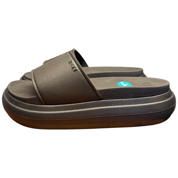 REEF Cushion Bondi Bay Women's 8 Slides Black Platform Sandals Slip On - Picture 1 of 12